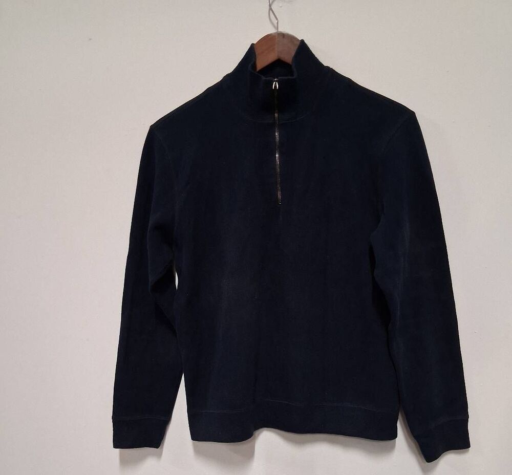 Ralph Lauren purple label women blue mockneck sweater modal cotton 1/4 zip
